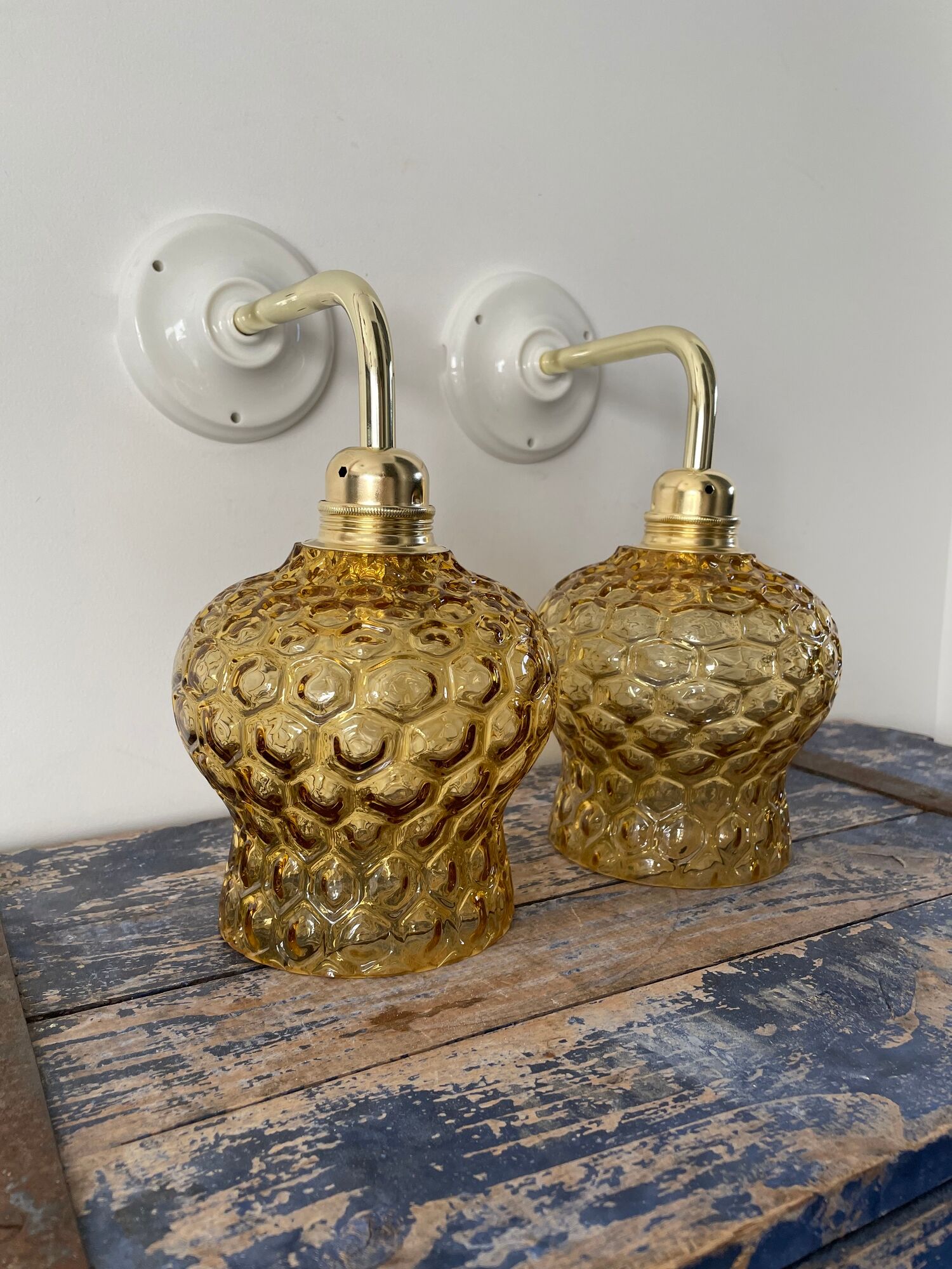 Set of two new electrified bubble glass sconces
