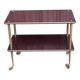 Brown rosewood rolling table with gold fluted legs