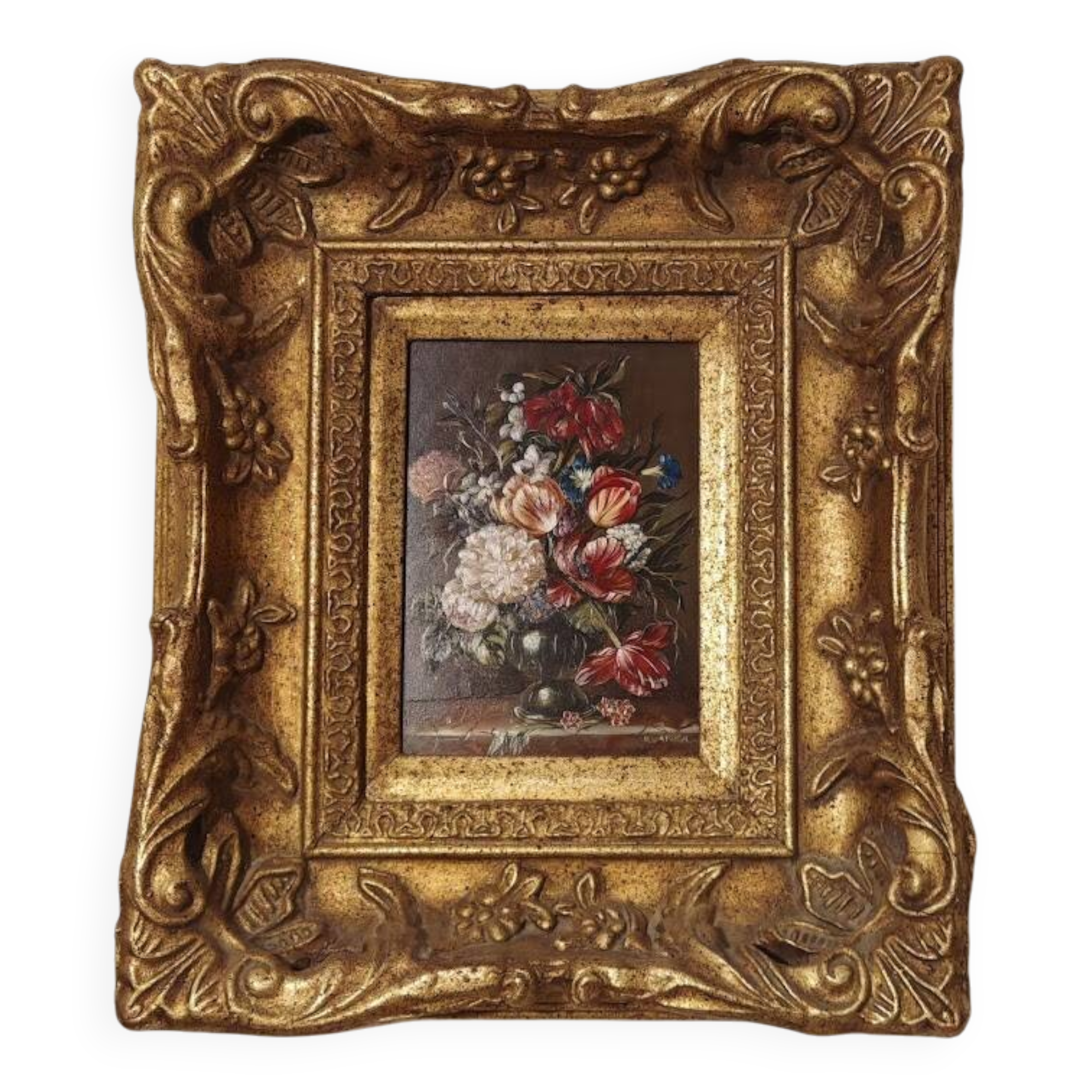 Oil painting signed Kvanka Maria "Bouquet with apple branch"