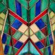 Lampe vitrail, art deco ecadrement laiton, 60x30