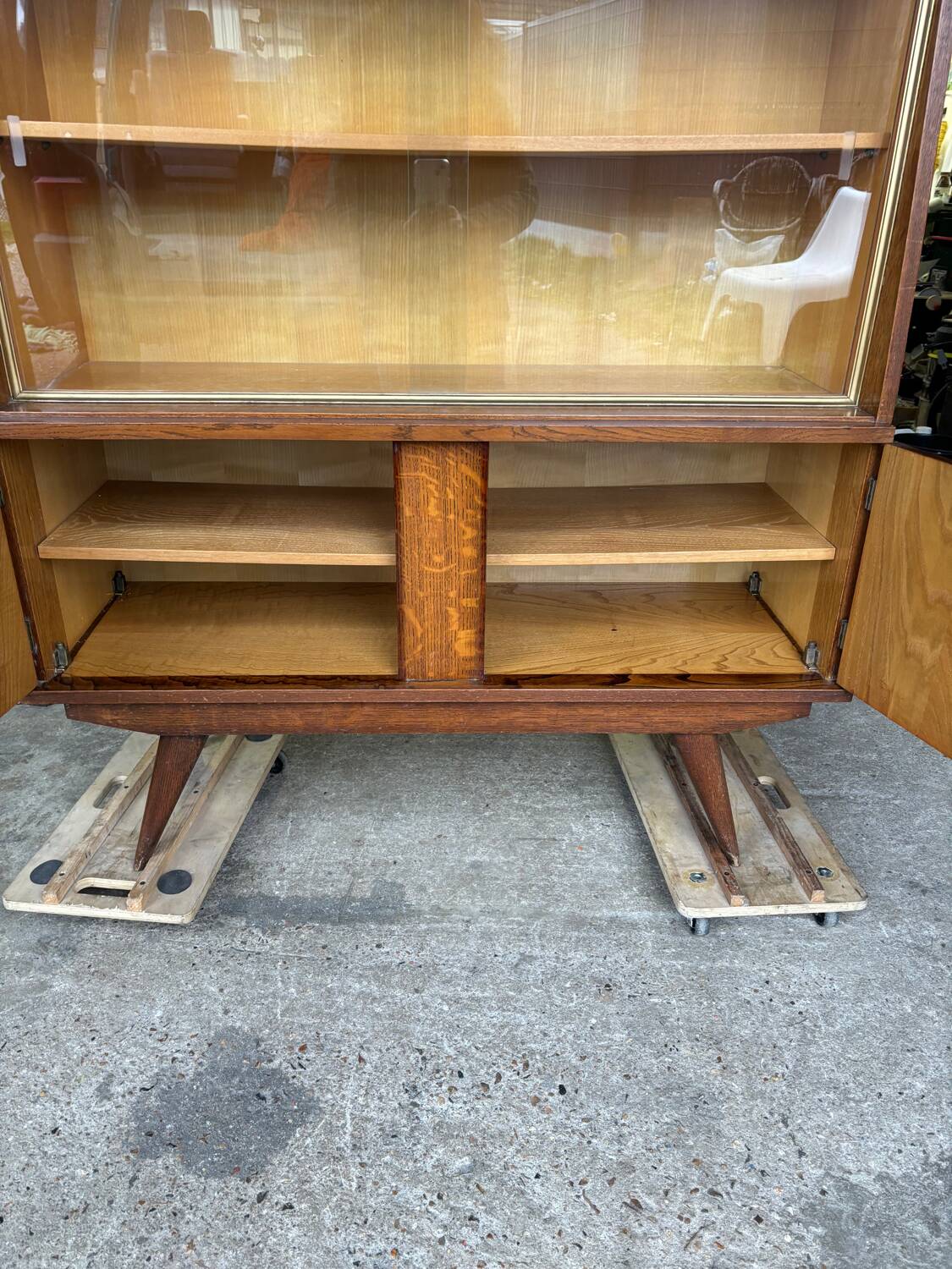 Vintage display cabinet compass legs 1950