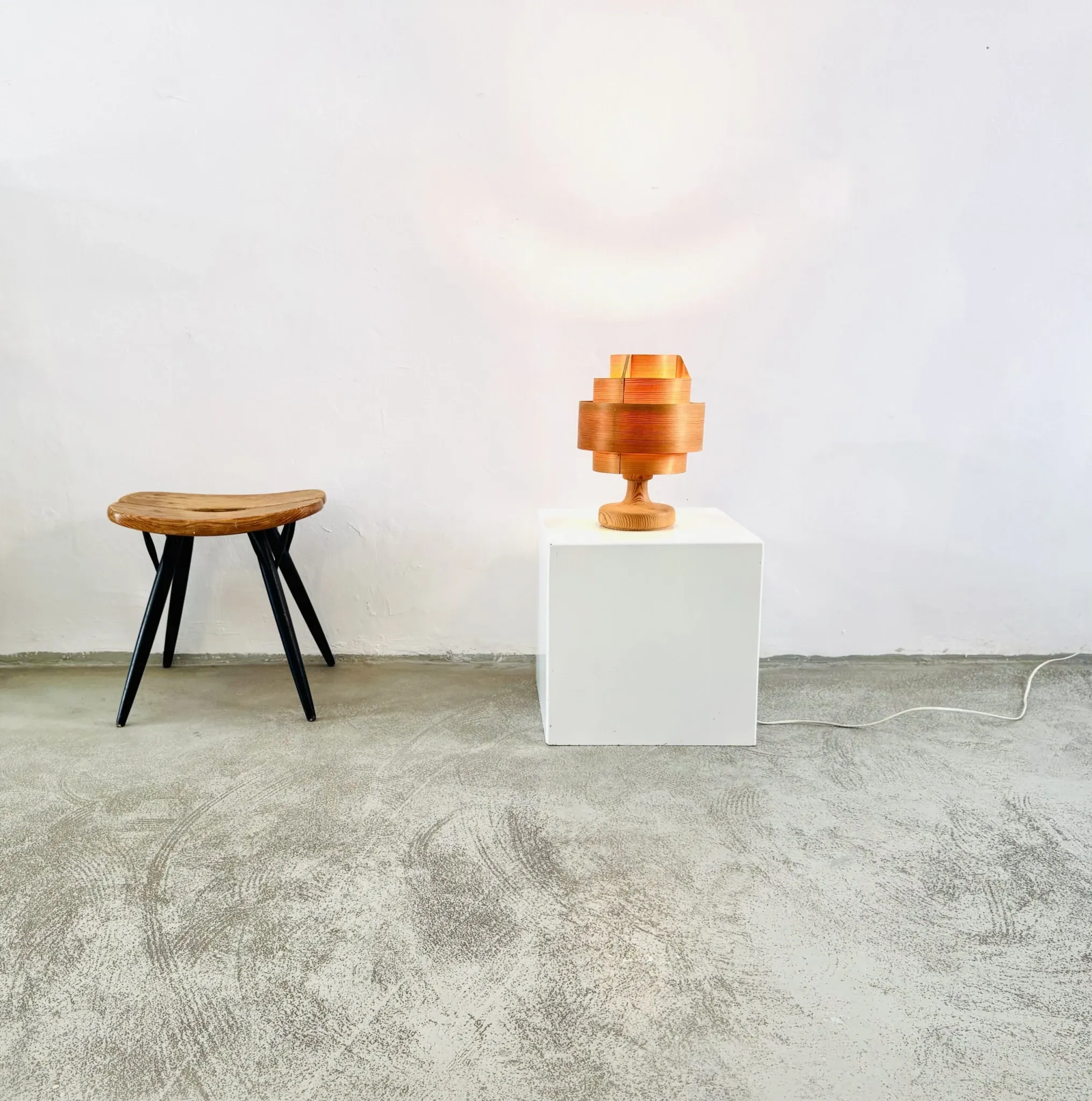 B-262 Pine Veneer Table Lamp By Hans-Agne Jakobsson For Ab Ellysett, Sweden, 1960S