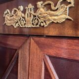 Cabinet, wardrobe or mahogany and ormolu wine bar in French Empire style with four doors.