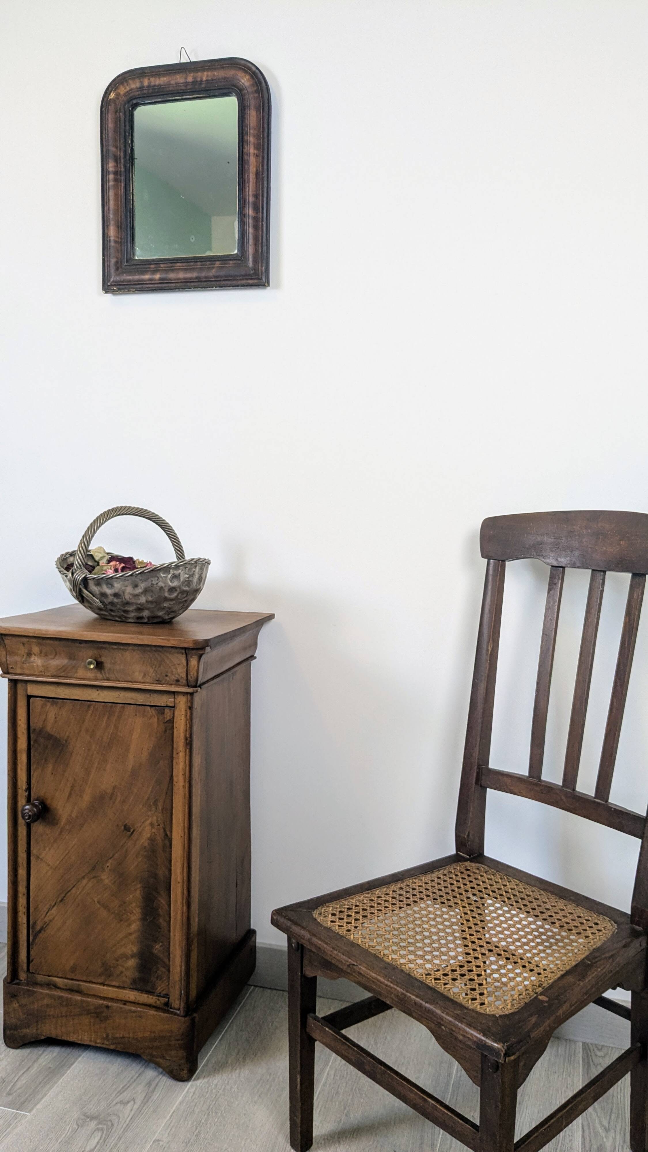 Stella nurse's chair in dark wood and cane