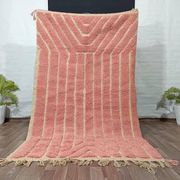 Handmade pure natural wool Berber rug in pink, size 150 x 250 cm.