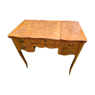 Louis XV style hairdresser in veneer wood and floral marquetry