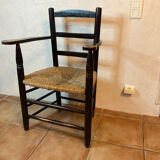 Design armchair of the 20th in straw