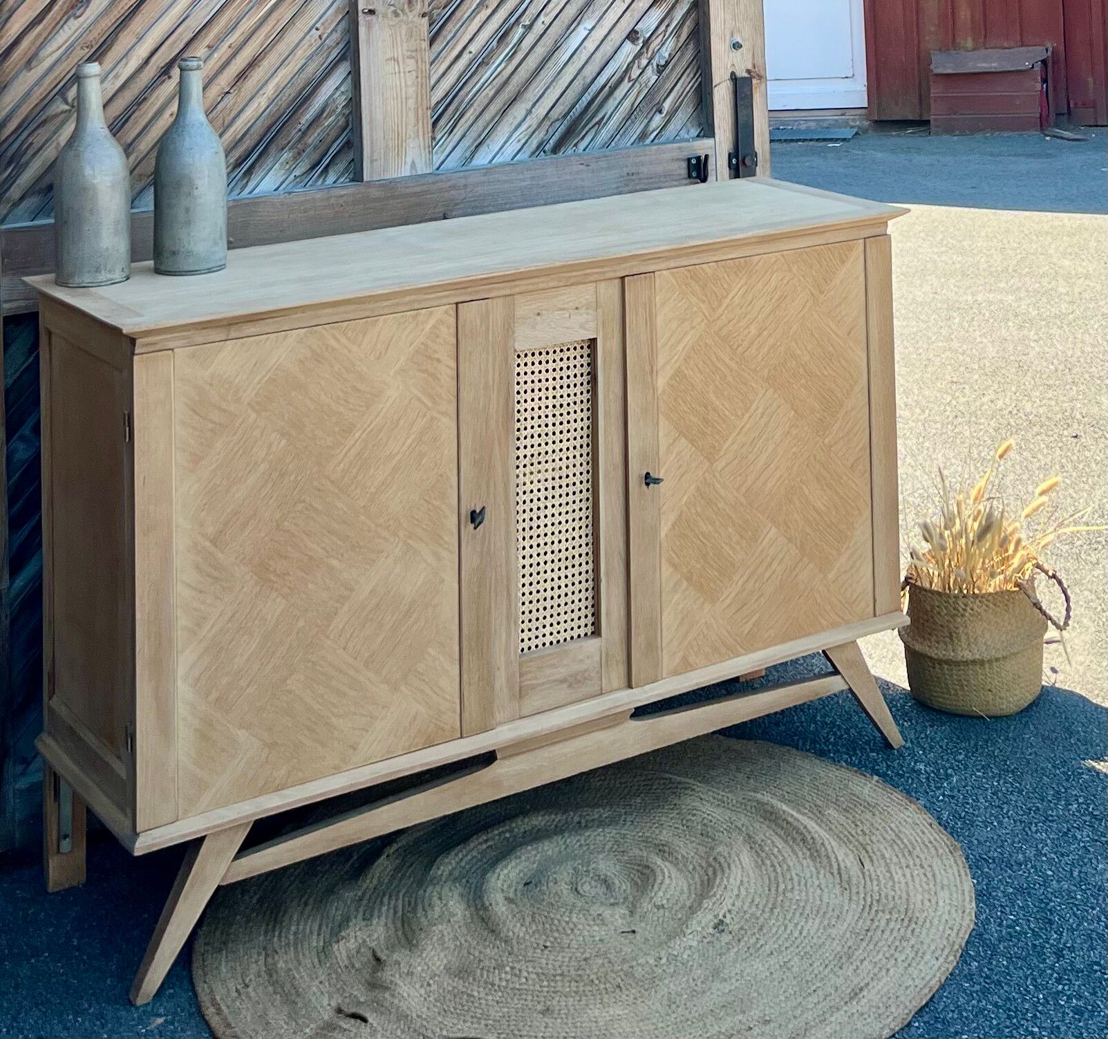 1960s vintage sideboard - antique raw oak sideboard