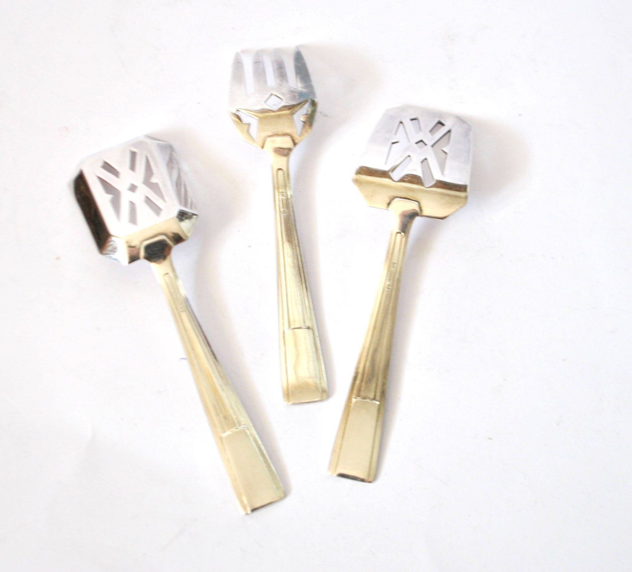 Lot de 3 couverts à mignardise dessert en argenterie moderniste 1950 RENEKA