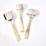 Set of 3 modernist 1950s dessert cutlery in silver by RENEKA.