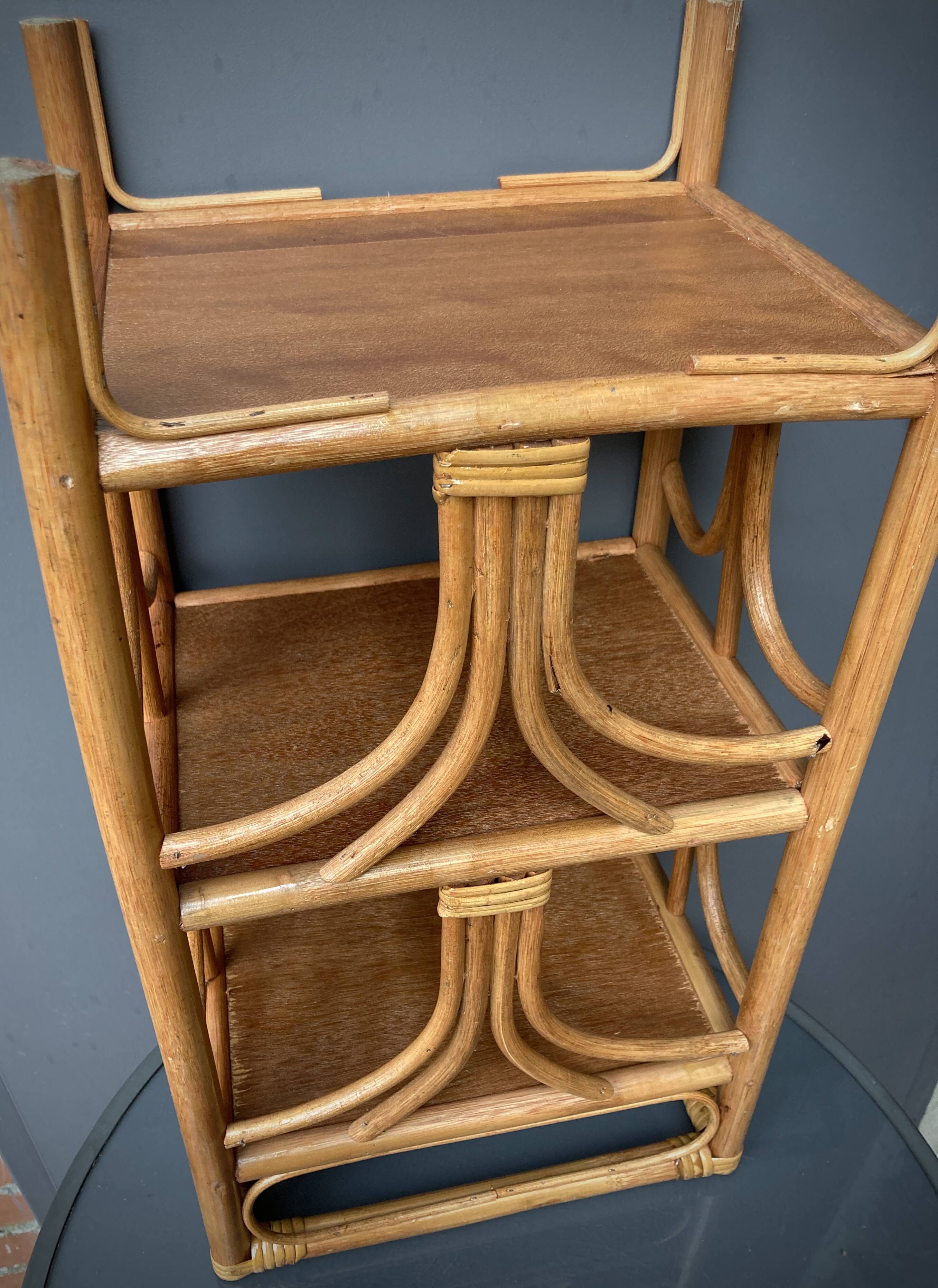 Vintage 3-tier rattan shelf