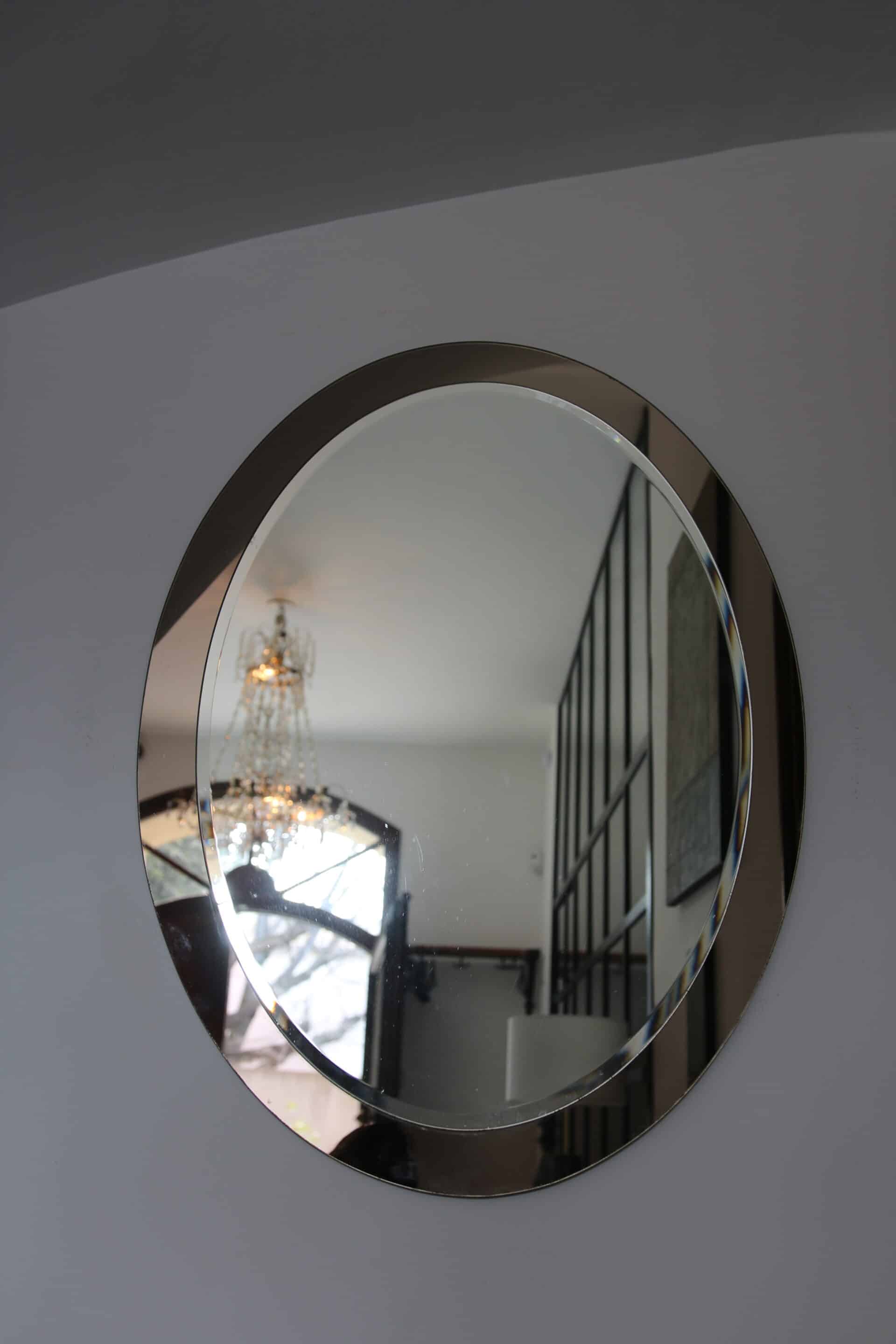 Vintage smoked bevelled mirror, in the style of Antonio Lupi, 70s.