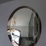 Vintage smoked bevelled mirror, in the style of Antonio Lupi, 70s.