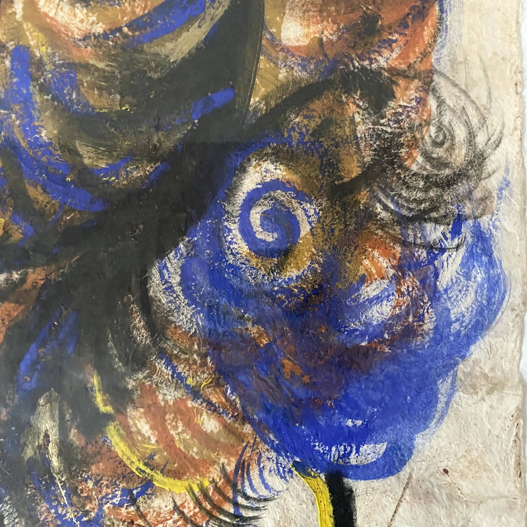 Rooster painting gouache on paper, modern school