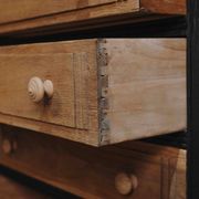 Black and natural wood chest of drawers with 4 drawers