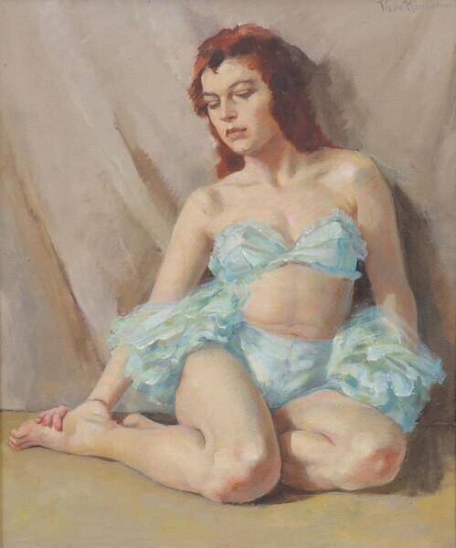 Huile sur toile originale française – « Portrait de femme » par Philippe de Rougemont – vintage et encadrée – 72,5 × 64 cm (28,5" × 25,2")