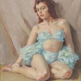 Huile sur toile originale française – « Portrait de femme » par Philippe de Rougemont – vintage et encadrée – 72,5 × 64 cm (28,5" × 25,2")