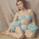 Original French oil on canvas – “Woman Portrait” by Philippe de Rougemont – vintage & framed – 72.5 × 64 cm (28.5" × 25.2")