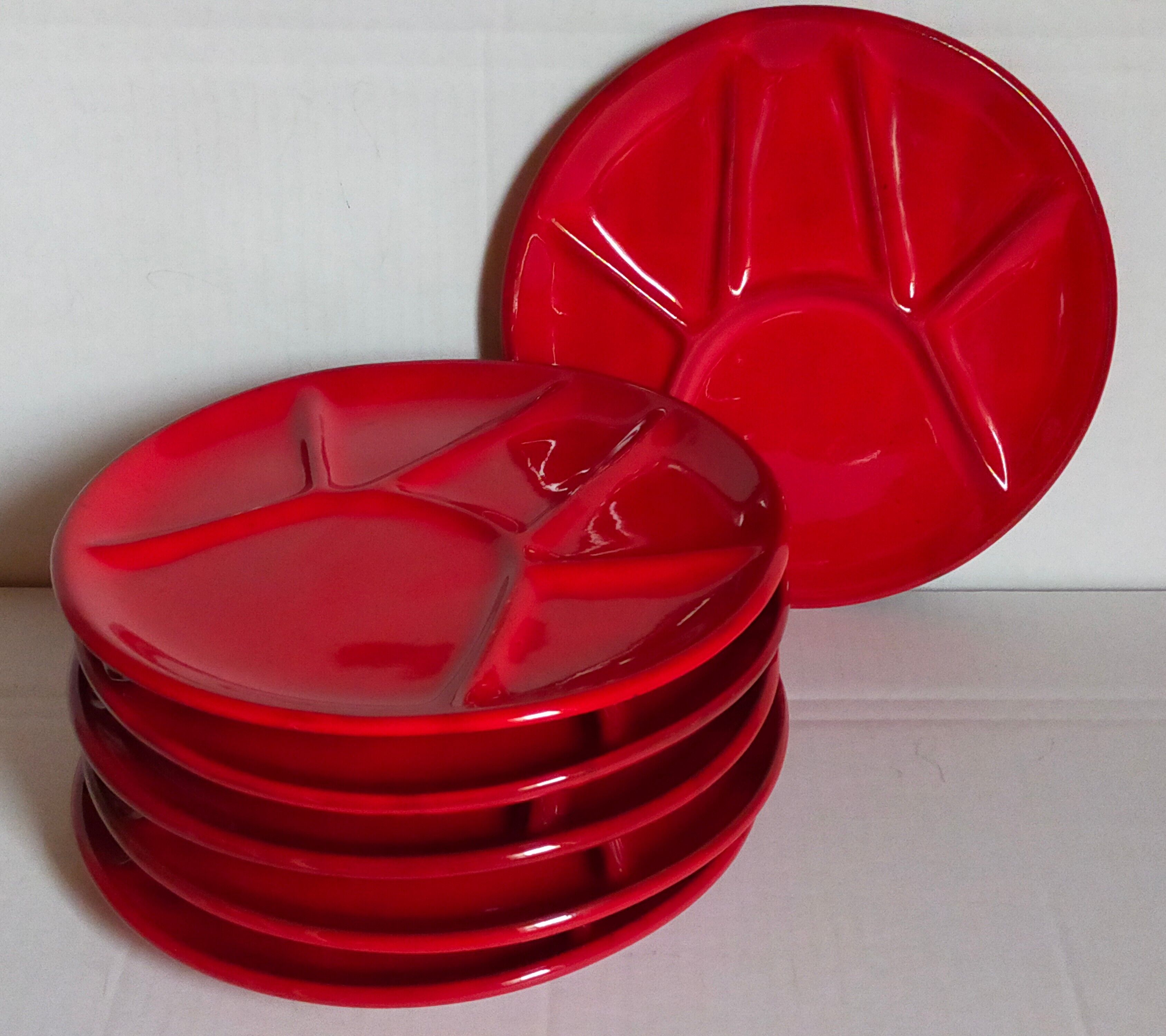 Six ceramic plates with vintage compartments