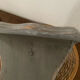Small footrest bench in solid wood with a slate grey patina.