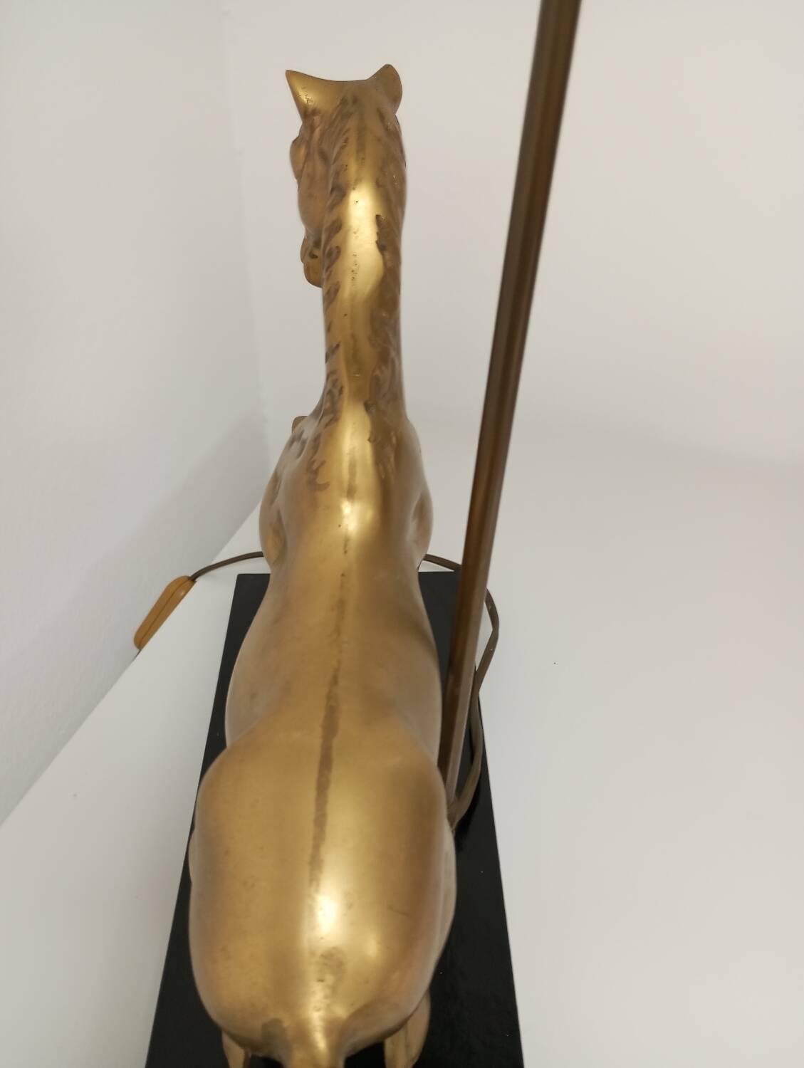 Table lamp Horse in gilded brass