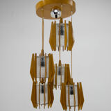 Set of chandelier and wall lamp by Drevo Humpolec, 1970