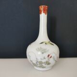 Vase soliflore Japanese porcelain decoration flowers and hand-painted bird