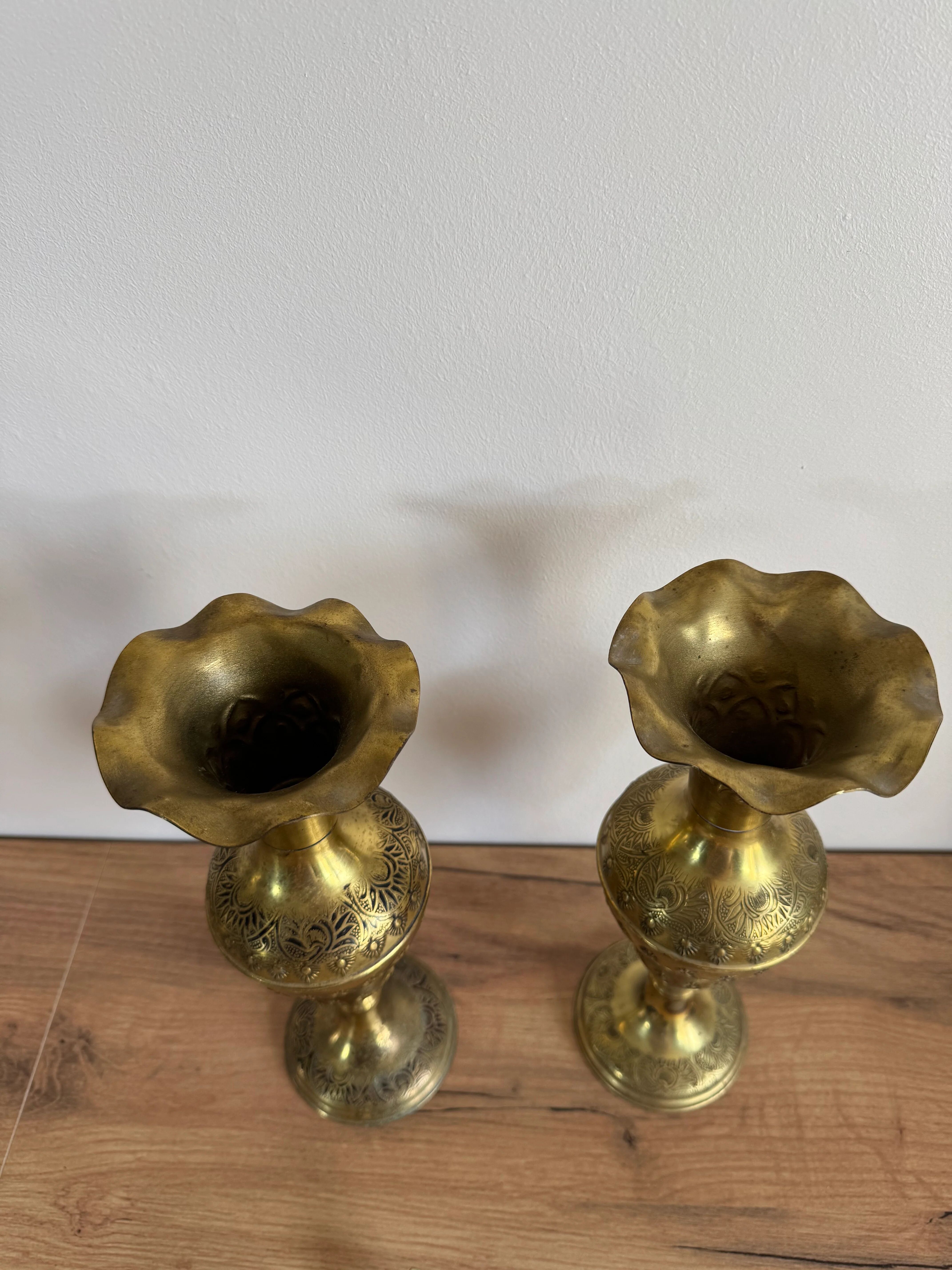 Pair of brass vases