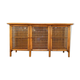 Sideboard in rattan and glass 1970