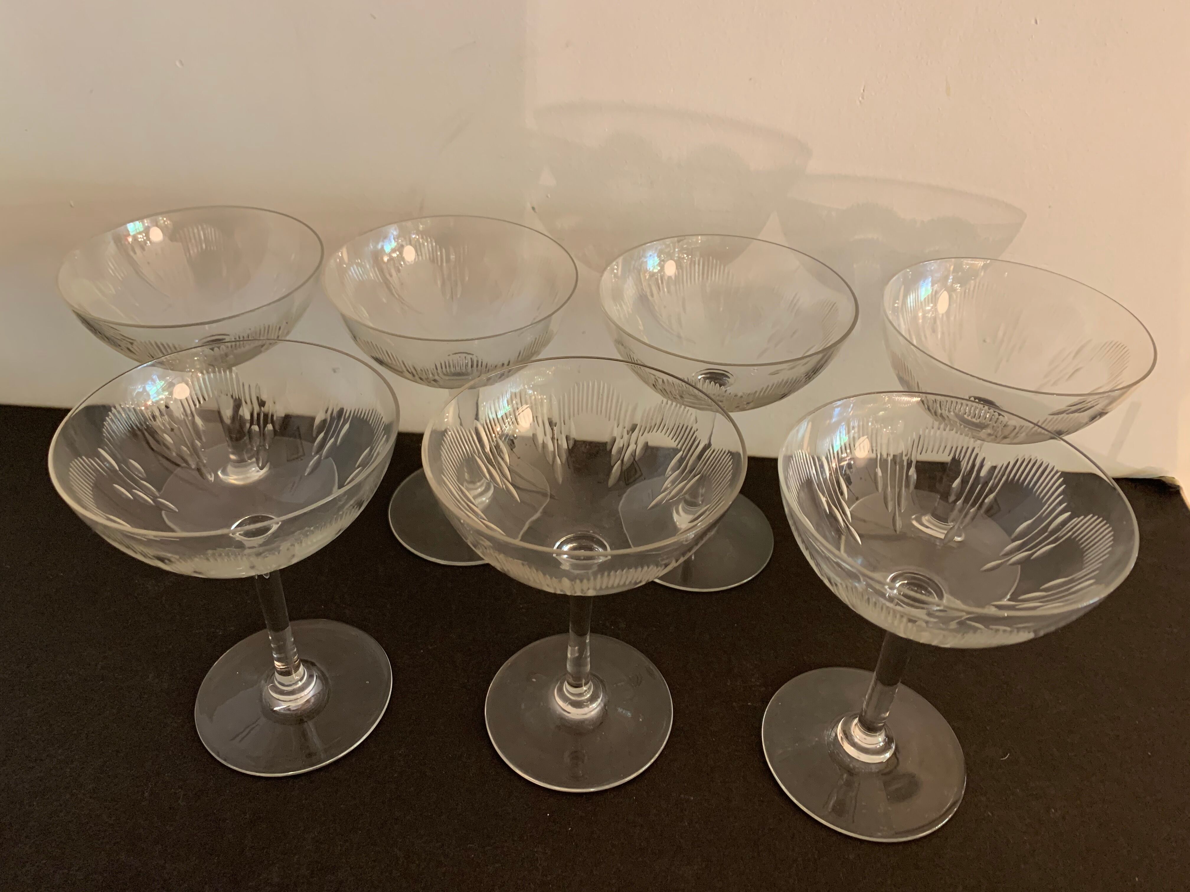 7 cut crystal champagne glasses