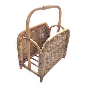 Porte-revues vintage - bambou rotin