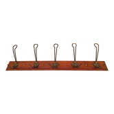 Ancien porte manteau mural bois métal 5 patères