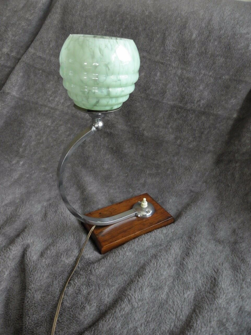 Table lamp or desk glass and vintage wood
