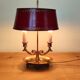 bronze and brass 2-bulb bouillotte lamp, red desk lamp