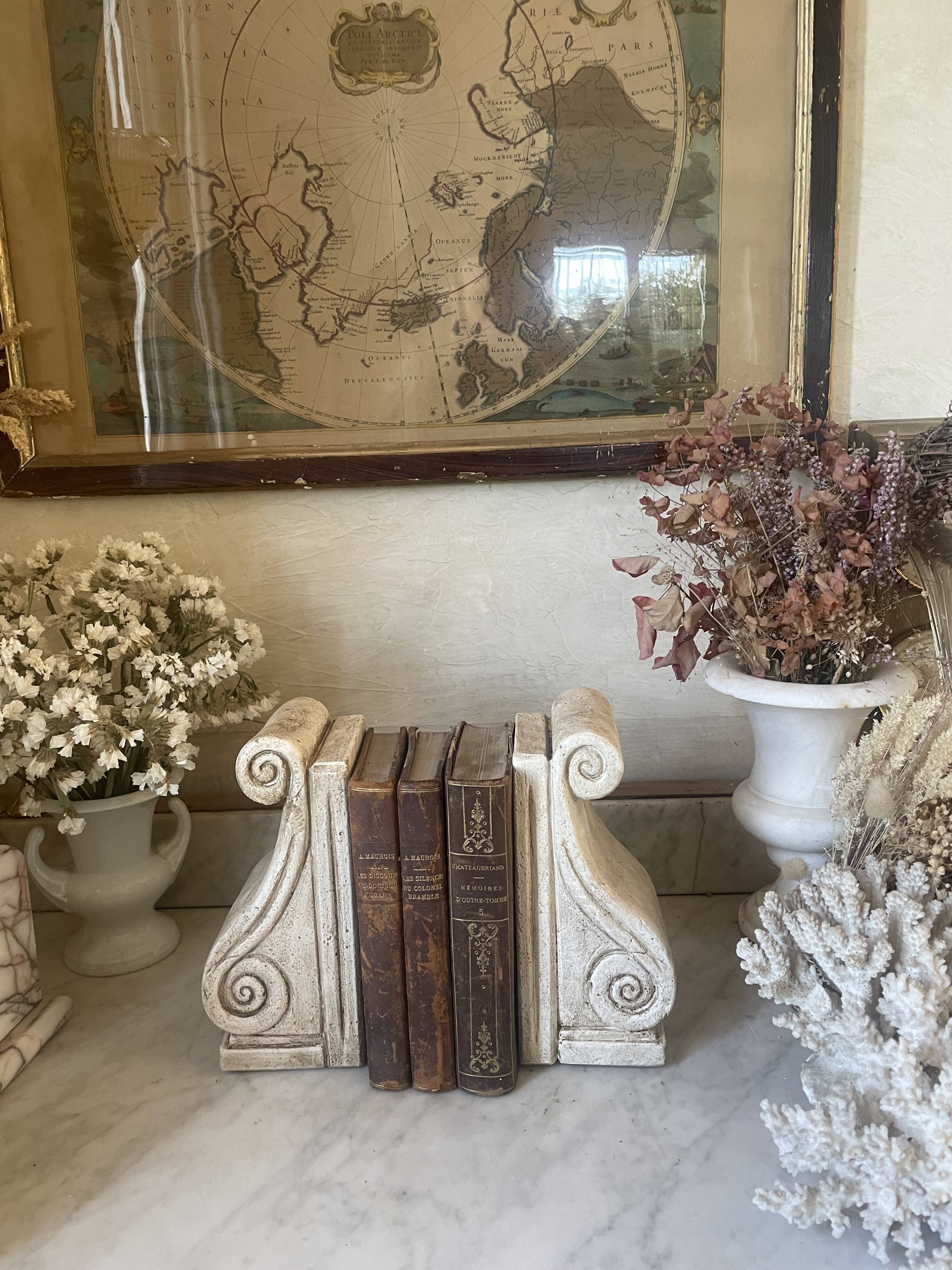 Pair of vintage patinated plaster bookends
