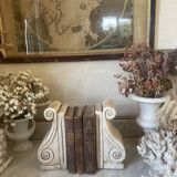 Pair of vintage patinated plaster bookends