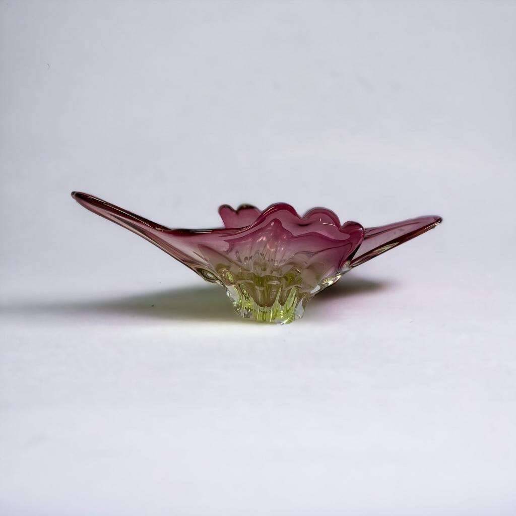 Vintage pink/green murano glass bowl/decor