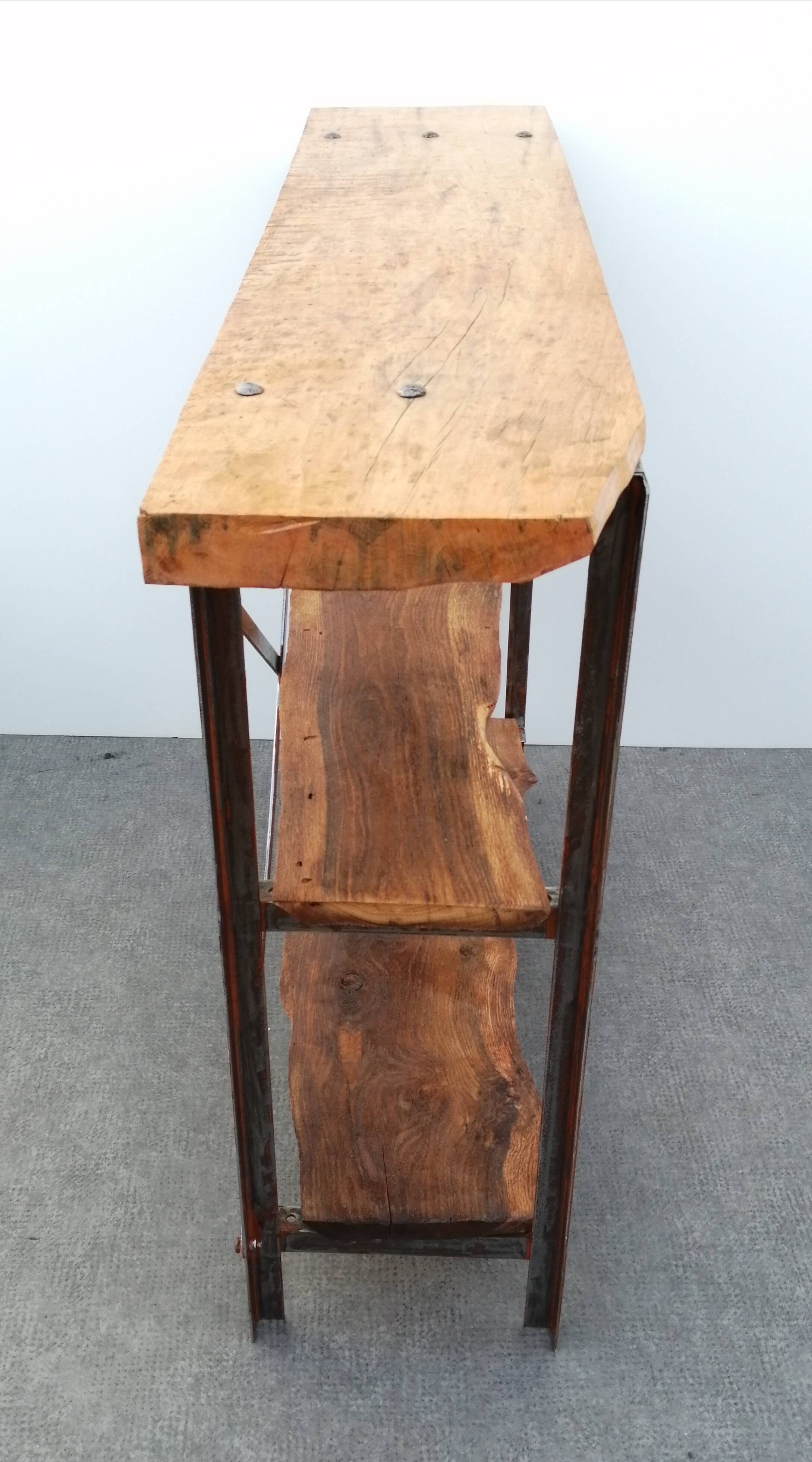 1940s workbench redone in metal and oak board