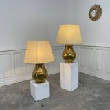 Pair of large vintage brass lamps