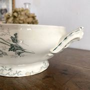 iron earth fruit bowl, old vegetable dish with poppies, Choisy le Roi