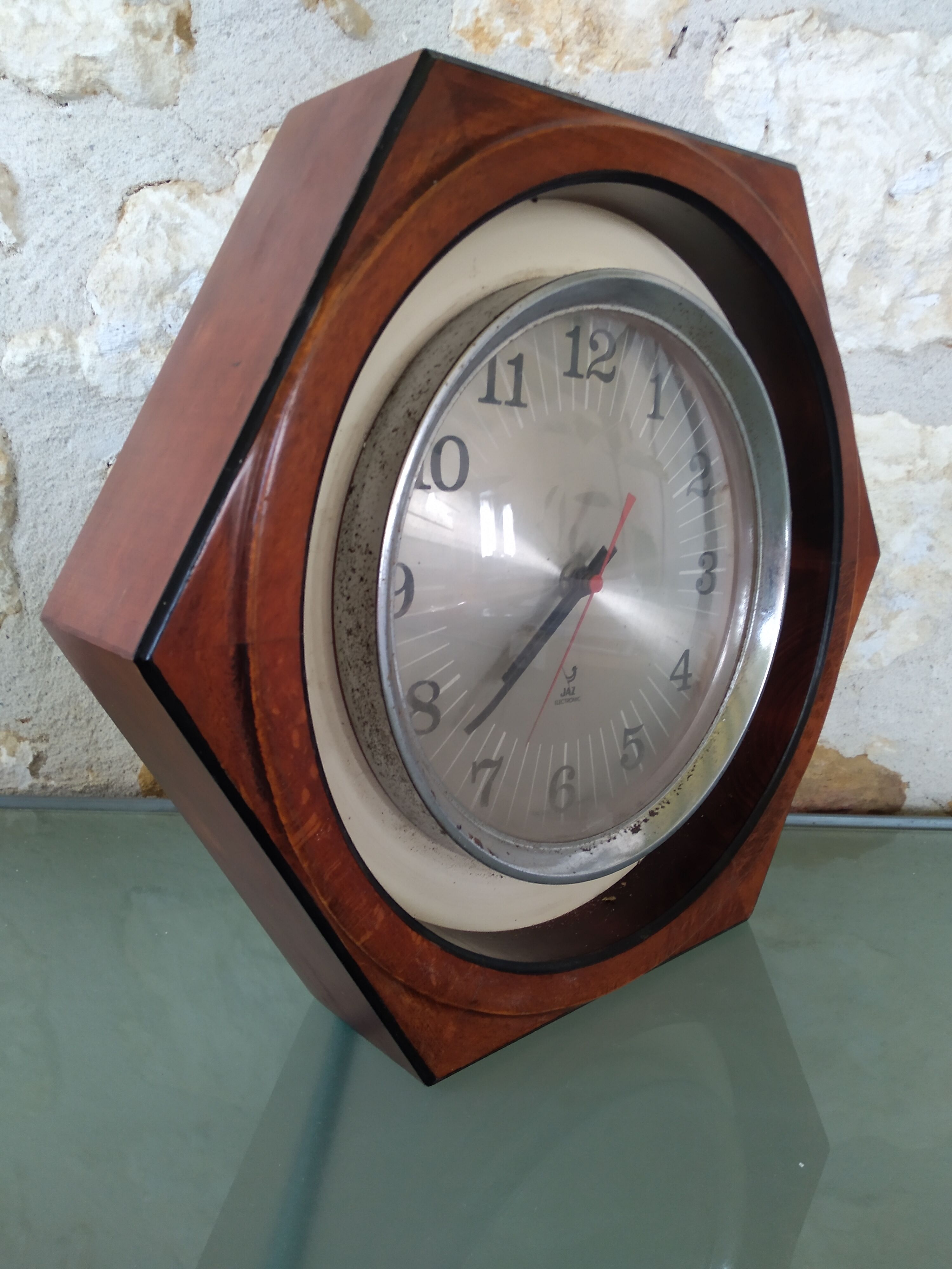 Octagonal pendulum clock JAZ vintage 1970