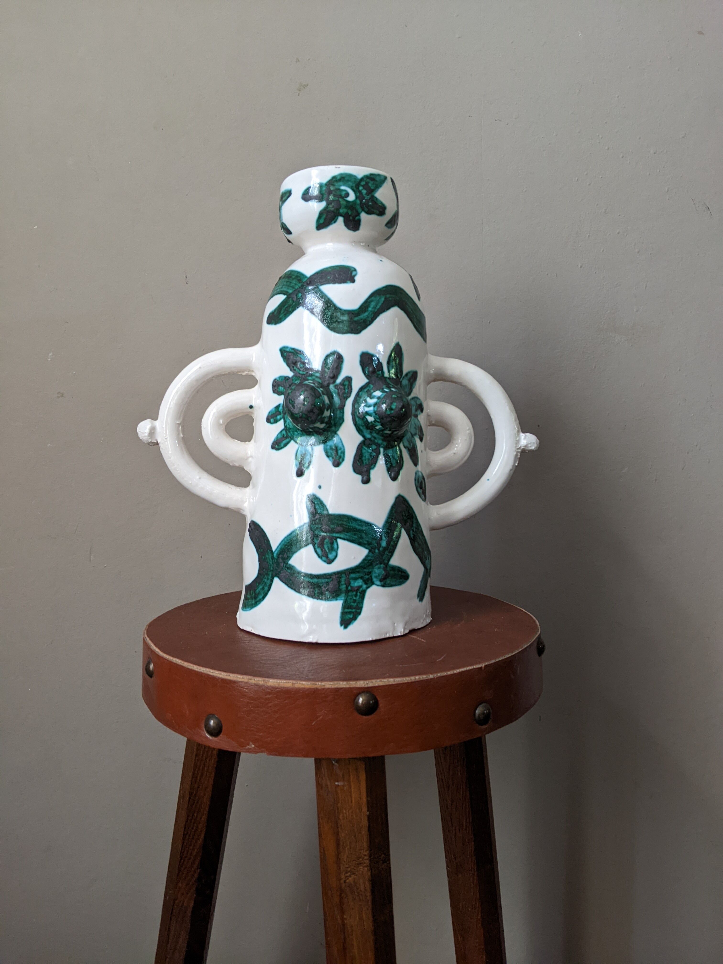 Handcrafted anthropomorphic ceramic vase