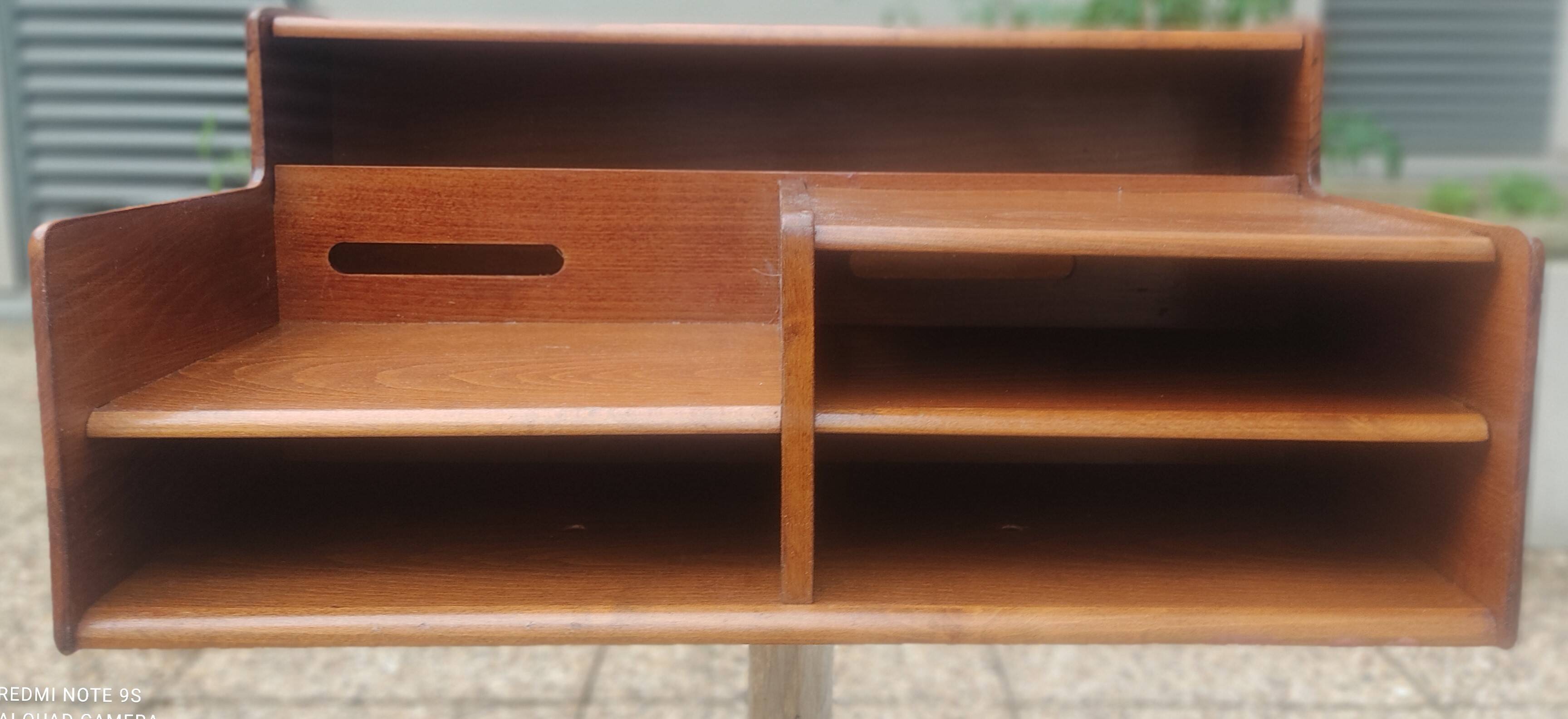 Console, bureau en hêtre et piètement en acier chromé, Italie 1950-1960