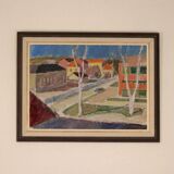 Swedish Oil on Panel – “Street Jämtland” by John Hedman (1913–1994)