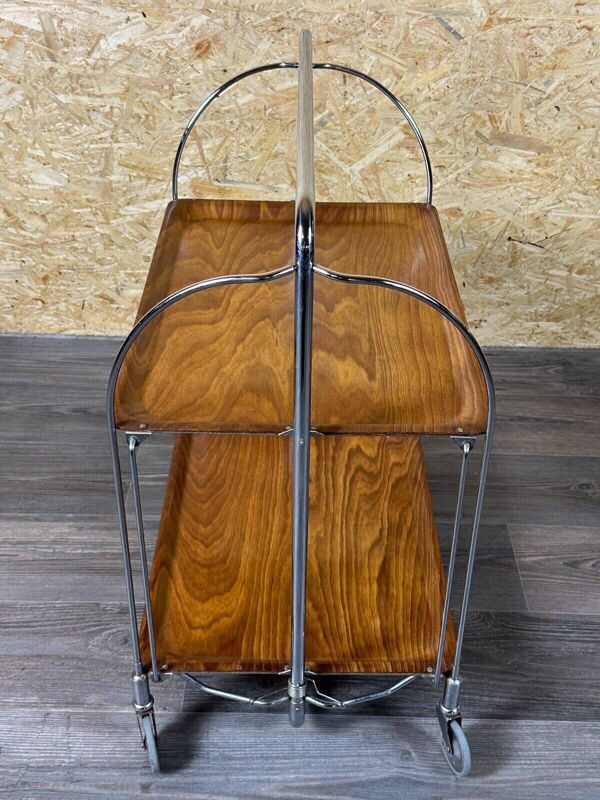 Chariot de service table d'appoint dinette space age brown design 60s 70s