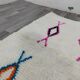 White Berber rug with decoration, 250cm x 150cm