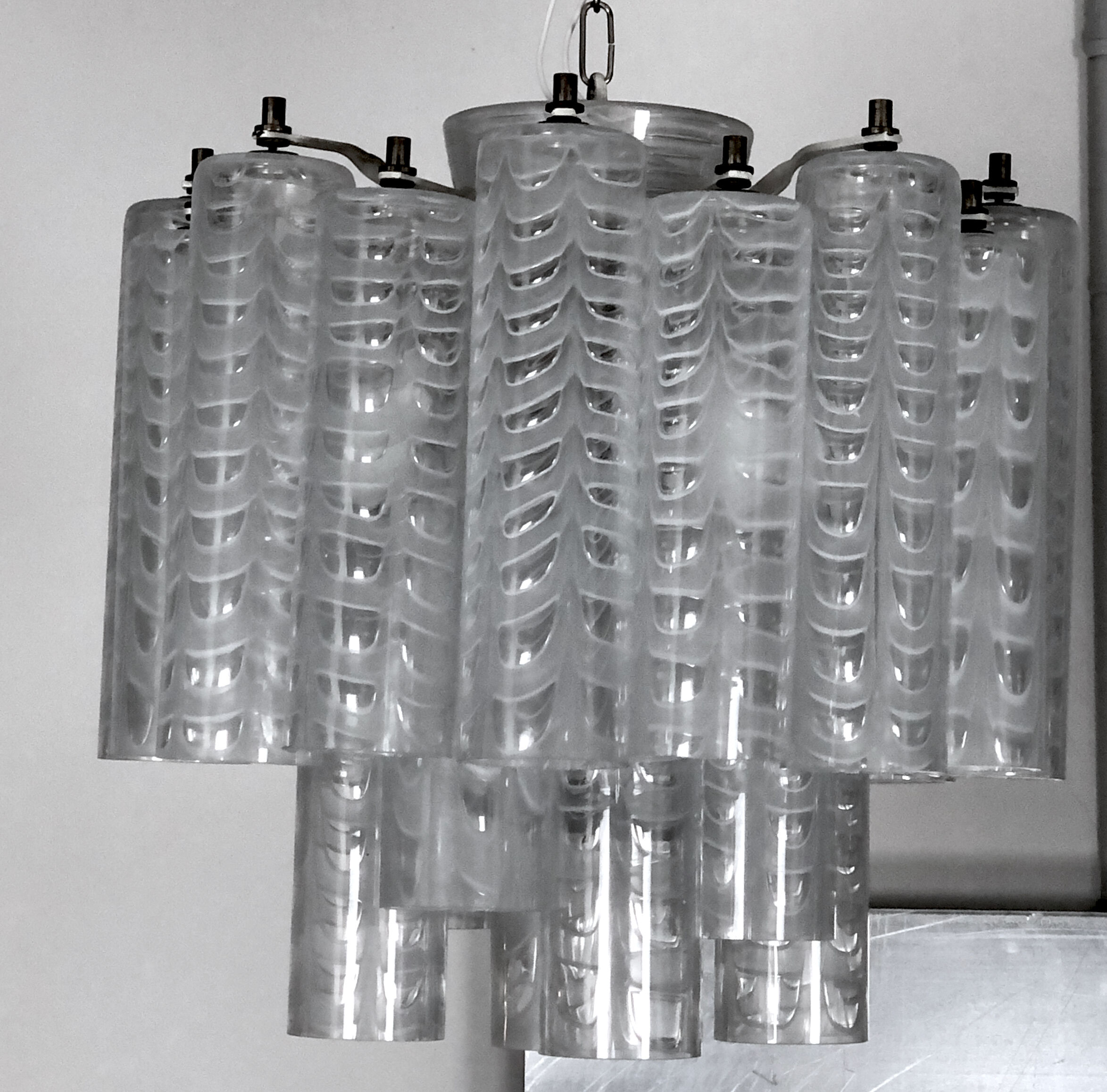 Lustre Ercole Barovier en verre de Murano « Graffito » Italie années 1960