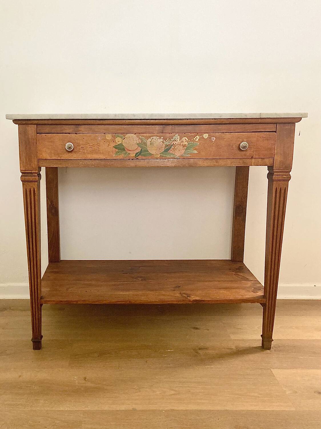 Wooden and marble console table