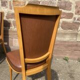 4 vintage chairs 1950 mid-century Scandinavian compass feet imitation leather Skaï