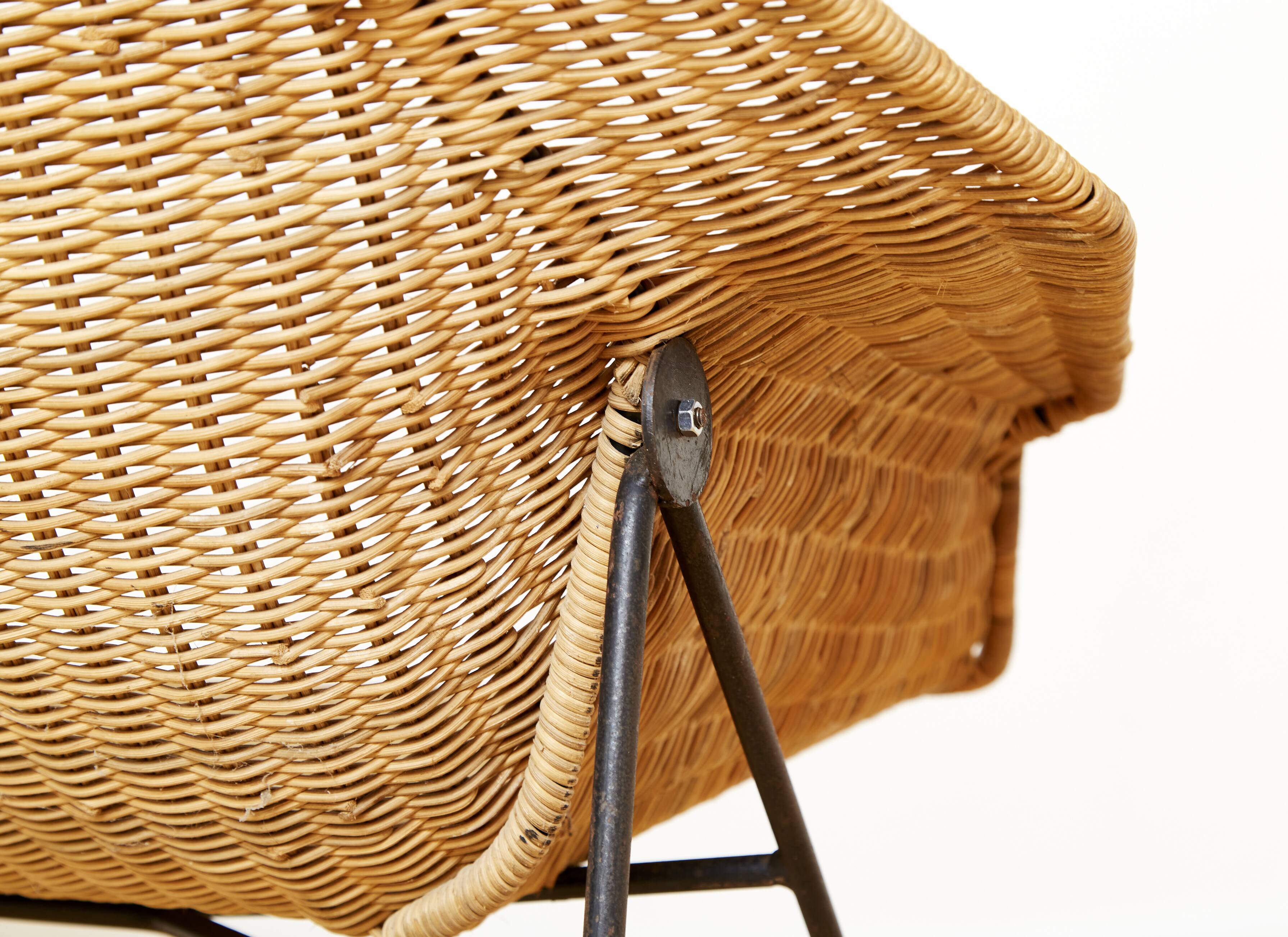 Mid-Century Rattan Lounge Chair